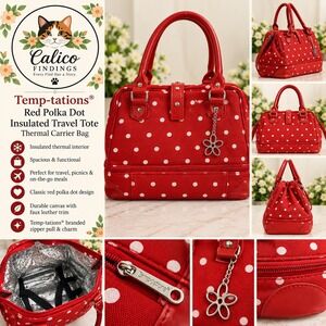 Temp-tations Red Polka Dot Insulated Travel Tote Bag Thermal Carrier Charm